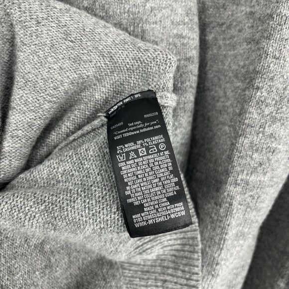 Ted Baker Sweater Size 3 Women Medium Gray Mysheli Fair Isle Ruffle Heart Preppy - Picture 7 of 8